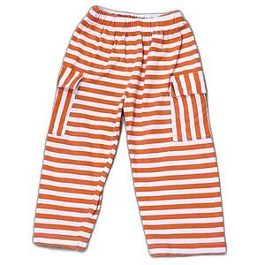Baby Boy's Size 24M Cotton Pull On Orange White Striped Pants Pockets Elastic